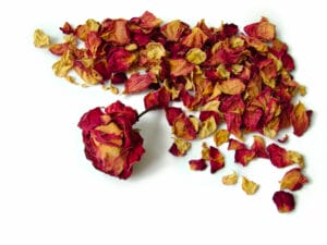 dried rose petals red